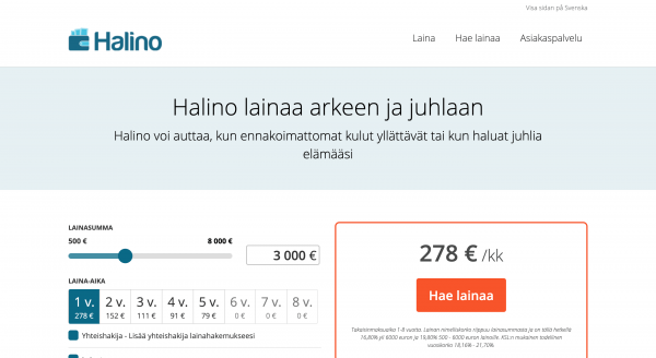 Halino - Laina enintään 8 000 €