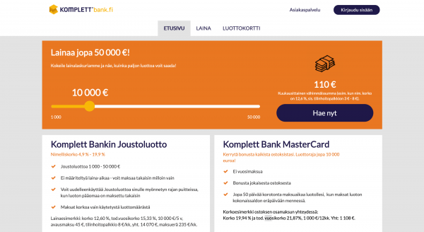Komplett Bank - Laina enintään 50 000 €