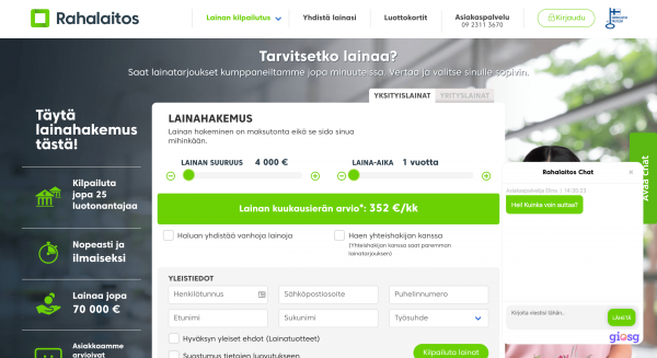 Rahalaitos - Laina enintään 70 000 €