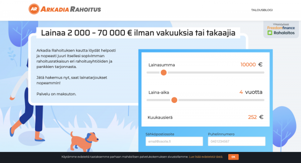 Arkadia Rahoitus Laina enintään 70 000 €