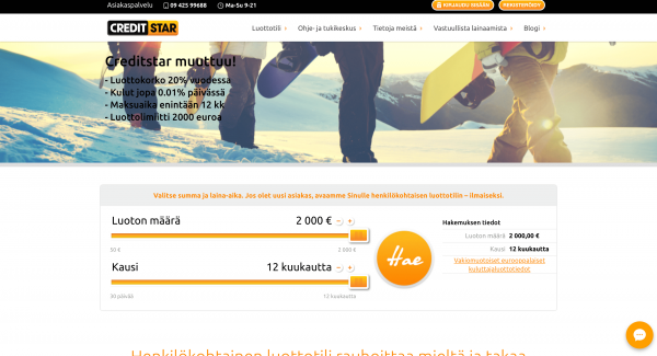Creditstar - Laina enintään 2 000 €