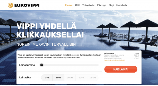 Eurovippi - Laina enintään 2 250 €