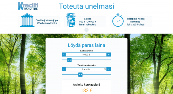 Kreditirahoitus - Laina enintään 70 000 €