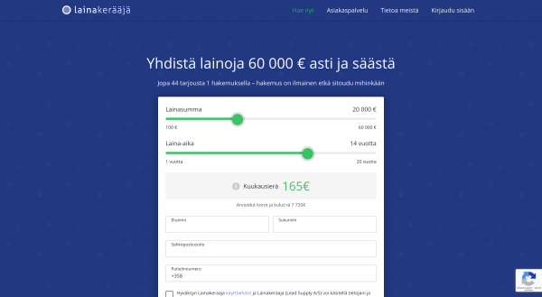 Lainakeraaja - Laina enintään 60 000 €