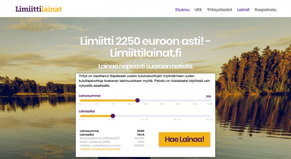 Limiittilainat - Laina enintään 2 250 €