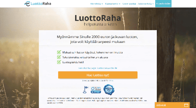 Kuvakaappaus LuottoRaha