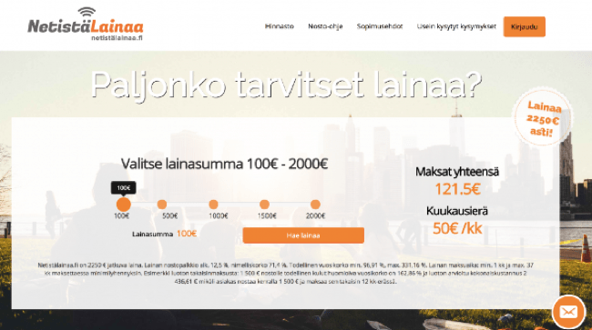 Kuvakaappaus Netistälainaa