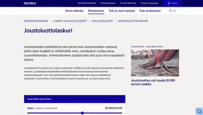 Nordea - Laina enintään 50 000 €