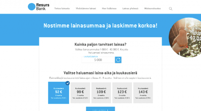 Kuvakaappaus Resurs Bank